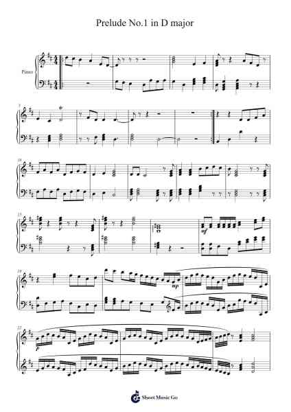 Prelude No.1 in D major Sheet Music by Bertyy Junecolm-Arr.Dwighthart Mickrold