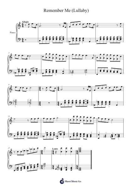 Remember Me (Lullaby) Sheet Music by Verena B. Våge-Arr.Childdy Whitkin