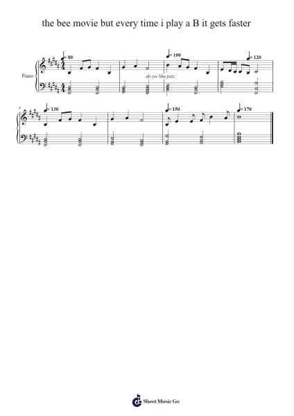 the bee movie but every time i play a B it gets faster Sheet Music by Jack Sullivan-Arr.Seange Tayfy