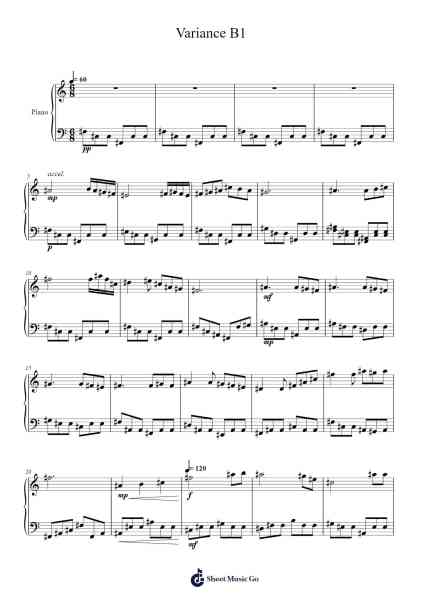 Variance B1 Sheet Music by Narumi Akatsuki-Arr.Elfaithe