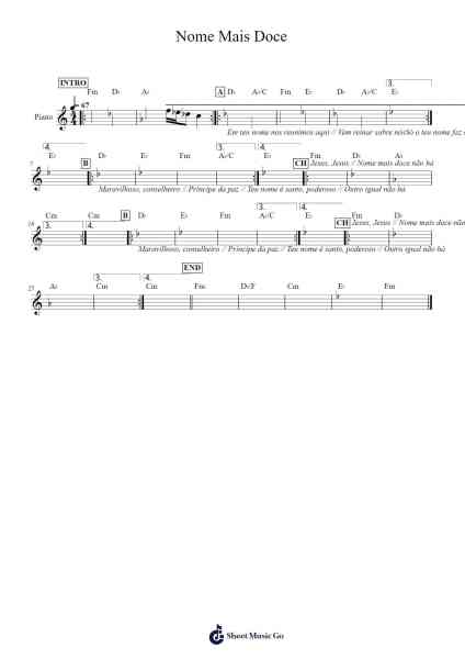 Nome Mais Doce Sheet Music by Casa Worship-Arr.Bosphia Wisell