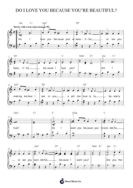 Do I Love You Because You're Beautiful? - Cinderella Sheet Music by Rodgers & Hammerstein-Arr.Auwolf