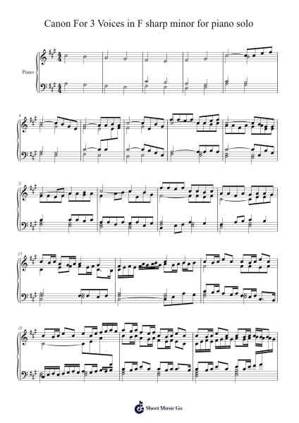Canon For 3 Voices in F Sharp Minor Sheet Music by Makoto Sakamoto-Arr.Raemen