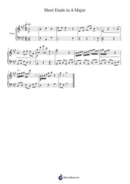 Short Etude in A Major Sheet Music by Maximo Welter-Gomez/Mateo Welter-Gomez-Arr.Fitzjim