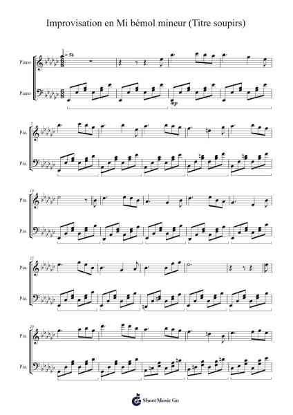 Improvisation en Mi bémol mineur (Titre soupirs) Sheet Music by Losnow Stiltian-Arr.Paydice