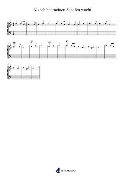 Als ich bei meinen Schafen wacht Sheet Music by Kölner Gesangbuch-Arr.Lynzoe Haybob