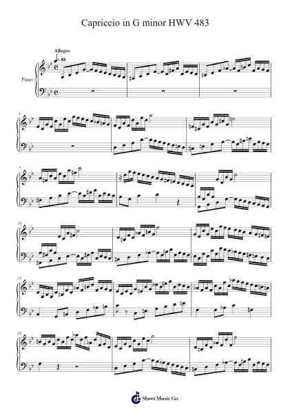 Capriccio in G Minor, HWV 483 Sheet Music by George Frideric Handel-Arr.Gorale Wattia