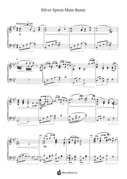 Silver Spoon Main theme Sheet Music by Shusei Murai-Arr.Vindred Swinglenn