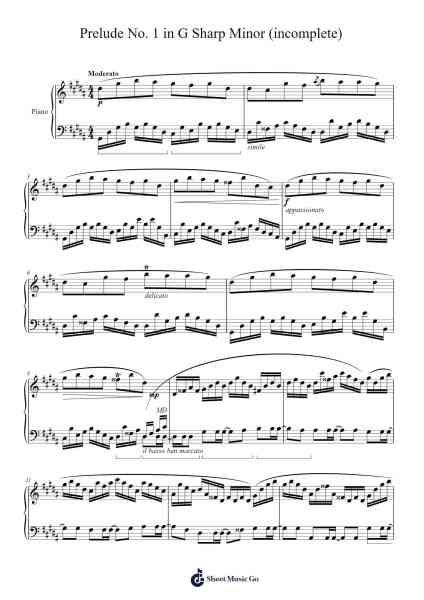 Prelude No. 1 in G Sharp Minor Sheet Music by Nicholas Brands-Arr.Lautus Phichad