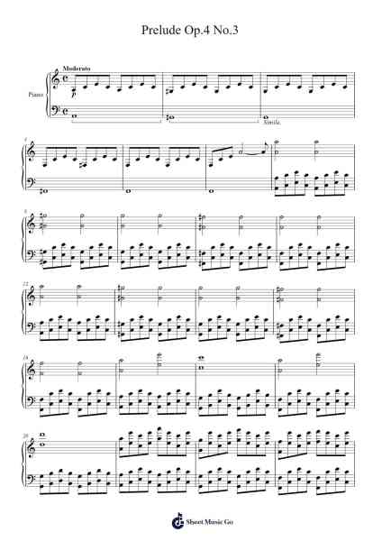 Prelude Op.4 No.3 Sheet Music by The Pianist1-Arr.Bowmag