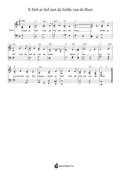 'k Heb je lief met de liefde van de Heer Sheet Music by -Arr.Humglas Leathus