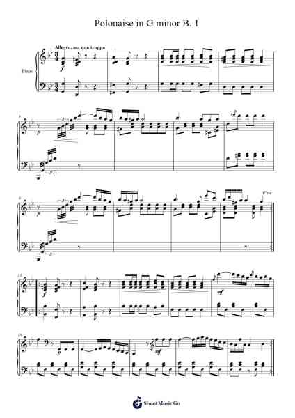 Polonaise in G Minor, B. 1 Sheet Music by Frédéric Chopin-Arr.Wildmore Fitchfinn