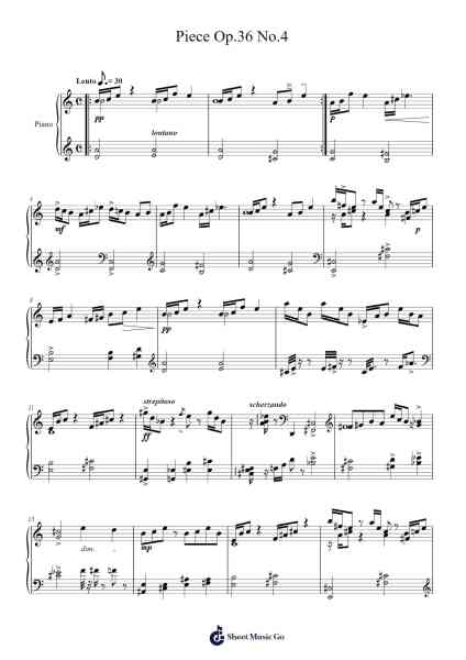 Piece Op.36 No.4 Sheet Music by Needel Deirmag-Arr.Milesbloor