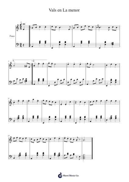 Vals en La menor Sheet Music by Joan Cardona Arcos-Arr.Payrusk