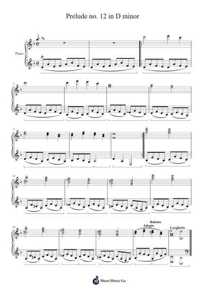 Prelude no. 12 in D minor Sheet Music by Mason Ma-Arr.Shirvien