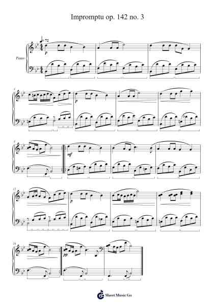 Impromptu in B-flat Major, D. 935, No. 3 Sheet Music by Franz Schubert-Arr.Yedle Adelo