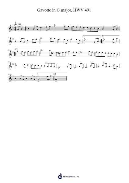 Gavotte in G Major, HWV 491 樂譜由 Georg Friedrich Händel - 編曲 Grelitt Bachdrow