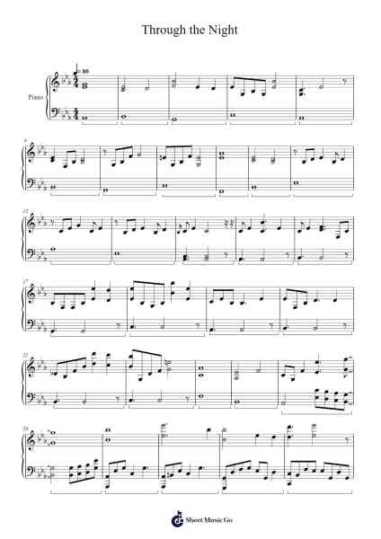 Through the Night Sheet Music by iu-Arr.Brianphrey Judphne