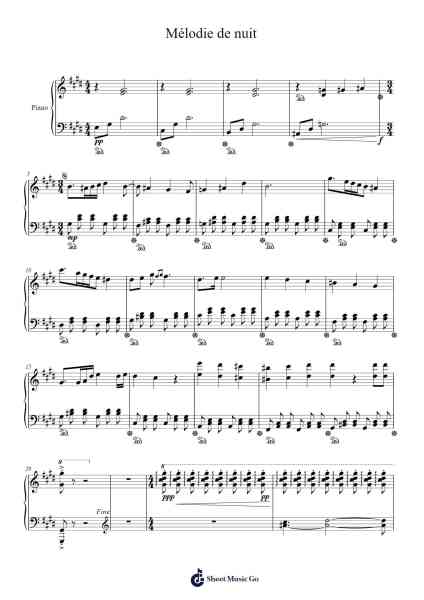 Mélodie de nuit Sheet Music by guygame000yt-Arr.Boyleva Efglan