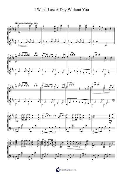 I Won't Last A Day Without You Sheet Music by Carpenters-Arr.Virgreg