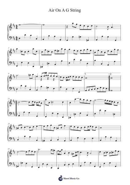Orchestral Suite No. 3 in D Major, BWV 1068: II. Air 'On the G String' Sheet Music by Johann Sebastian Bach-Arr.Campgins