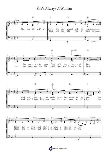 She's Always A Woman Sheet Music by Billy Joel-Arr.Diaphil