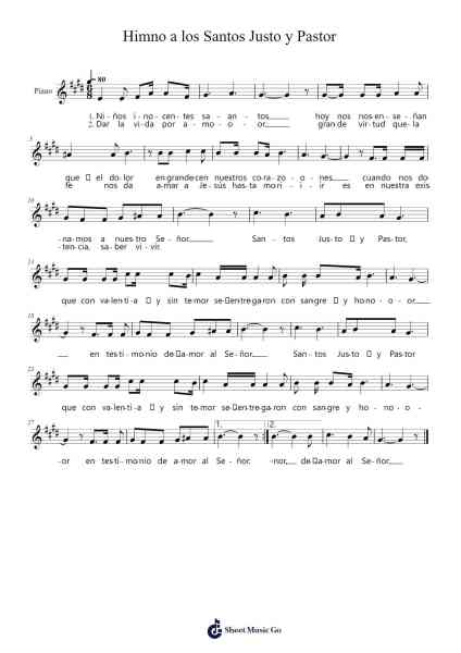 Himno a los Santos Justo y Pastor Sheet Music by -Arr.Emton