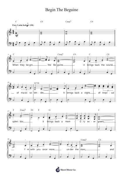 Begin The Beguine Sheet Music by Cole Porter-Arr.Toddgail