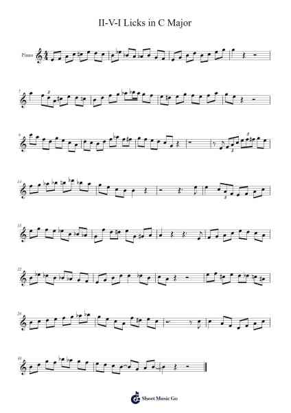 II-V-I Licks in C Major Ноты для фортепиано от undefined-Arr.Chrislus Edtience