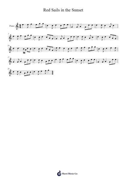 Red Sails in the Sunset Sheet Music by Lawson Kathboyle-Arr.Jersoon