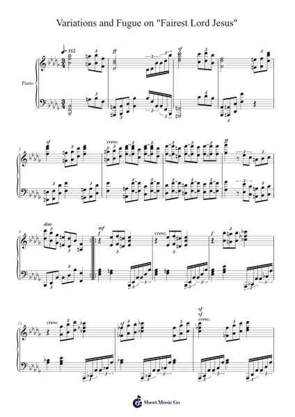 Variations and Fugue on "Fairest Lord Jesus" Sheet Music by nelsoncheng-Arr.Gillnise