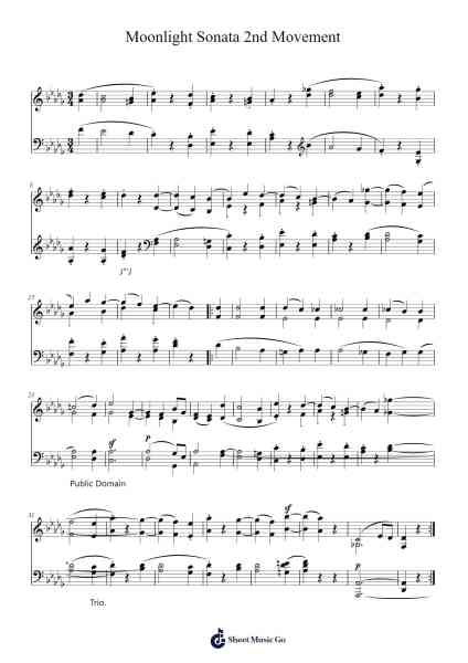 Moonlight Sonata 2nd Movement Sheet Music by Ludwig van Beethoven-Arr.Vindiah Jeanvis