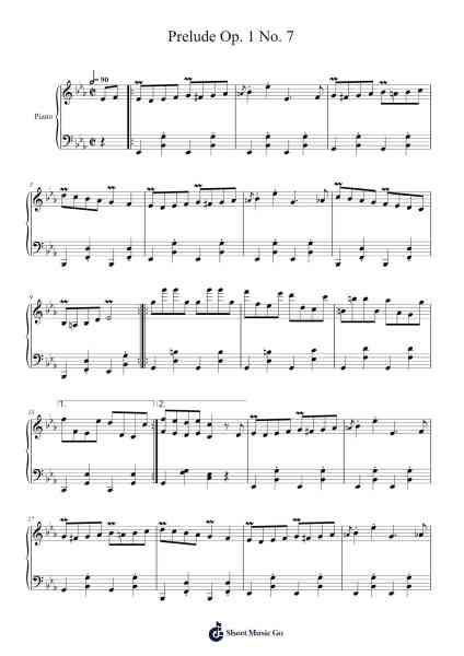 Prelude Op. 1 No. 7 Sheet Music by Josh Makes Music-Arr.Mollwalsh Dinions