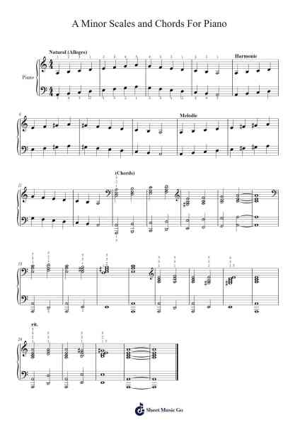 A Minor Scales and Chords For Piano Sheet Music by Marcus Daitch-Arr.Ellyle Hunrhys