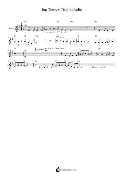 Jan Tenner Titelmelodie Sheet Music by Jutta Stahlberg-Arr.Simpbrown