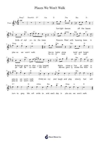 Places We Won't Walk Sheet Music by Bruno Major-Arr.Ossharp Nortiane