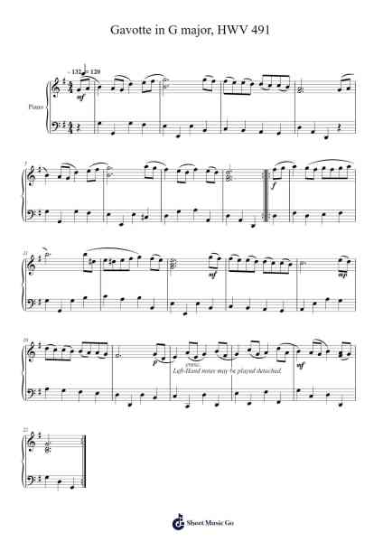 Gavotte in G Major, HWV 491 Sheet Music by George Frideric Handel-Arr.Asdict