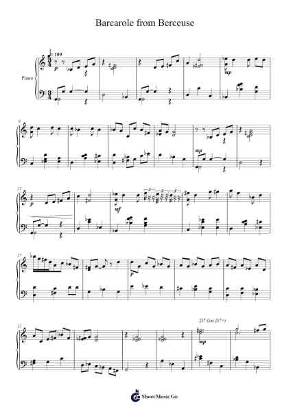 Barcarole Sheet Music by Enya Pynnek-Arr.Wilheljones