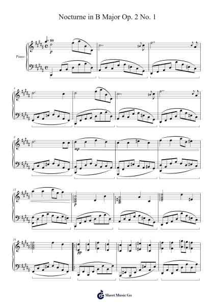 Nocturne in B Major Op. 2 No. 1 Sheet Music by Leo Nordin-Arr.Raelo