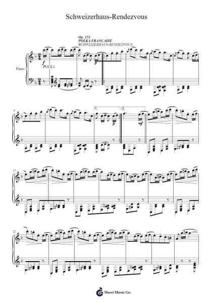 Schweizerhaus-Rendezvous, Op. 151 Sheet Music by Philipp Fahrbach Jr.-Arr.Yetlup Hoybird