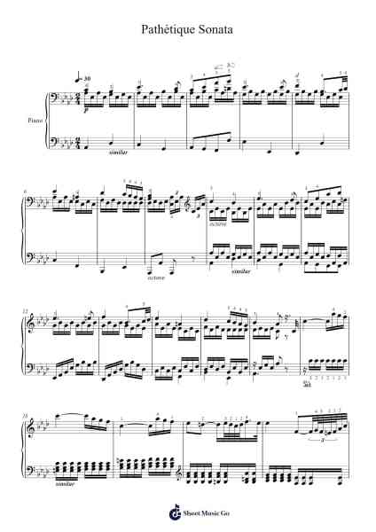 Piano Sonata No. 8 in C Minor, Op. 13 "Pathétique" Sheet Music by Ludwig van Beethoven-Arr.Wavieve Katdy