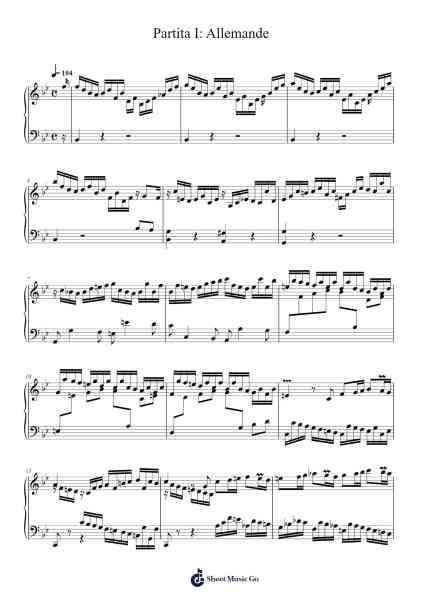 Partita No. 1 in B-Flat Major, BWV 825: I. Allemande 樂譜由 Johann Sebastian Bach - 編曲 Rusden