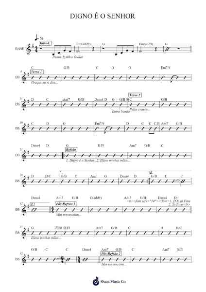 DIGNO É O SENHOR Sheet Music by Aline Barros-Arr.Lytckey Comnel