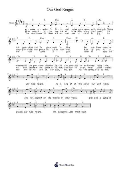 Our God Reigns Sheet Music by Nathan Fellingham-Arr.Pojudd Sheishua