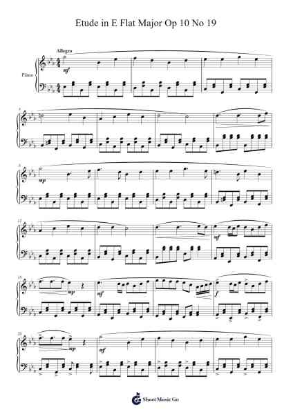Etude in E Flat Major Op 10 No 19 Sheet Music by Yvesmeg Todrey-Arr.Readerae