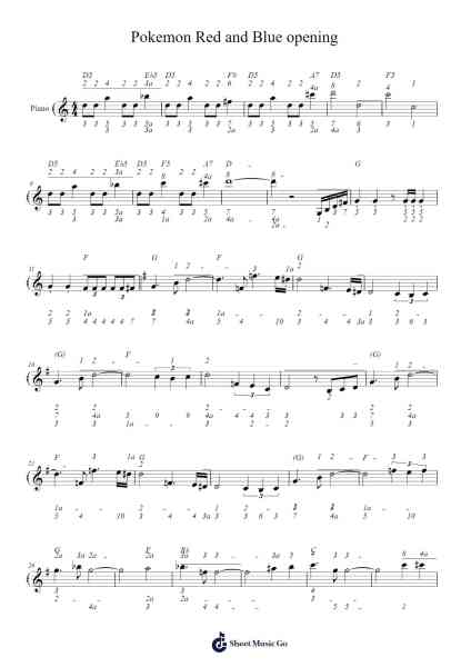 Pokemon Red and Blue opening Sheet Music by Junichi Masuda-Arr.Auslus Yeachard
