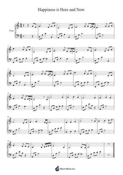 Happiness is Here and Now Sheet Music by Plum Village song-Arr.Backpert Poexon