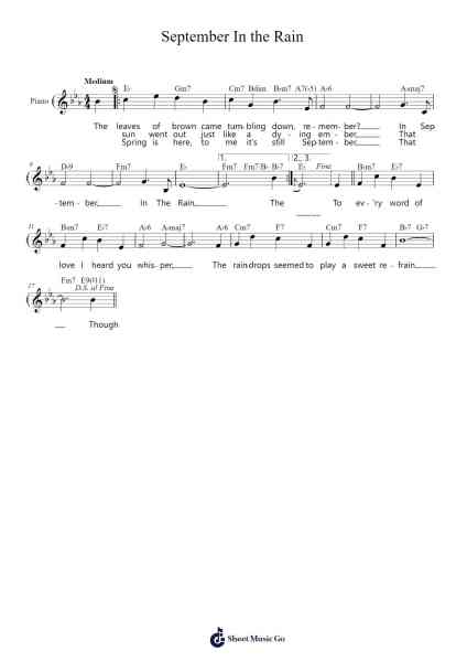 September In the Rain Sheet Music by Harry Warren/Al Dubin-Arr.Grifgins