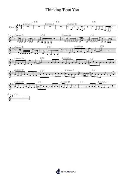Thinking 'Bout You Sheet Music by Dustin Lynch-Arr.Hillian