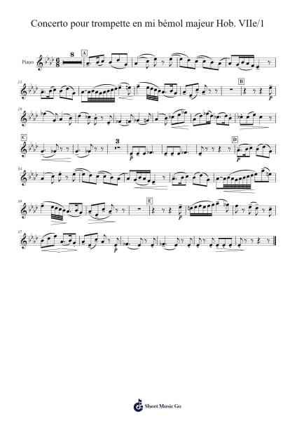 Concerto for Trumpet in E-Flat Major, Hob. VIIe/1: II. Andante Sheet Music by Joseph Haydn-Arr.Charwen